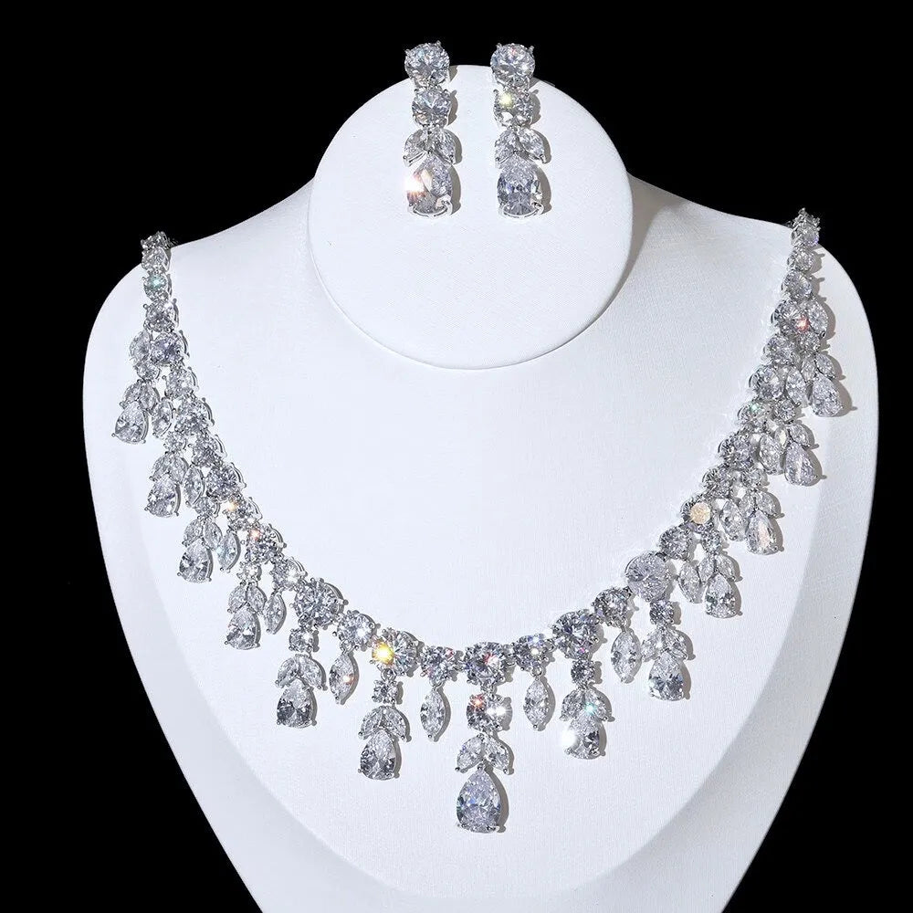 Wedding Jewelry - Silver Cubic Zirconia Bridal Jewelry Set