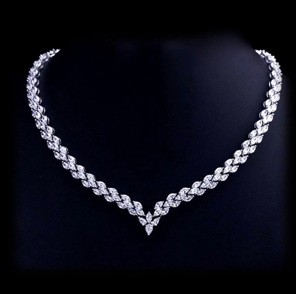 Wedding Jewelry - Silver Cubic Zirconia Bridal Three-Piece Jewelry Set