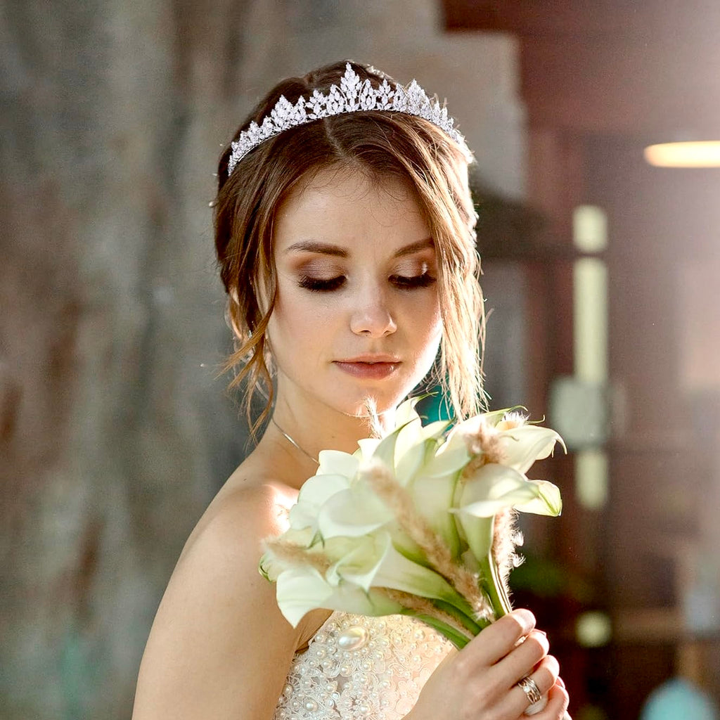 Wedding Hair Accessories - Cubic Zirconia Bridal Tiara - Available in Silver and Gold