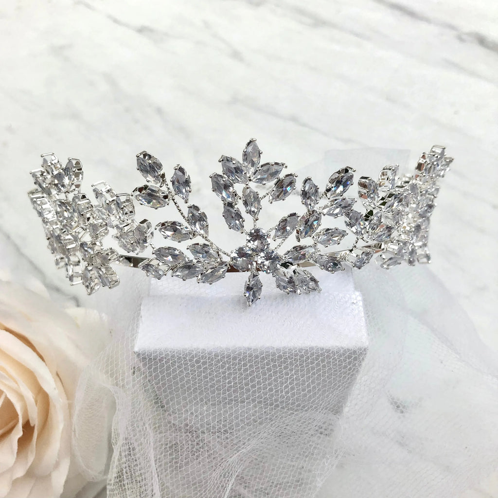 Wedding Hair Accessories - Cubic Zirconia Bridal Tiara - Available in Silver and Gold