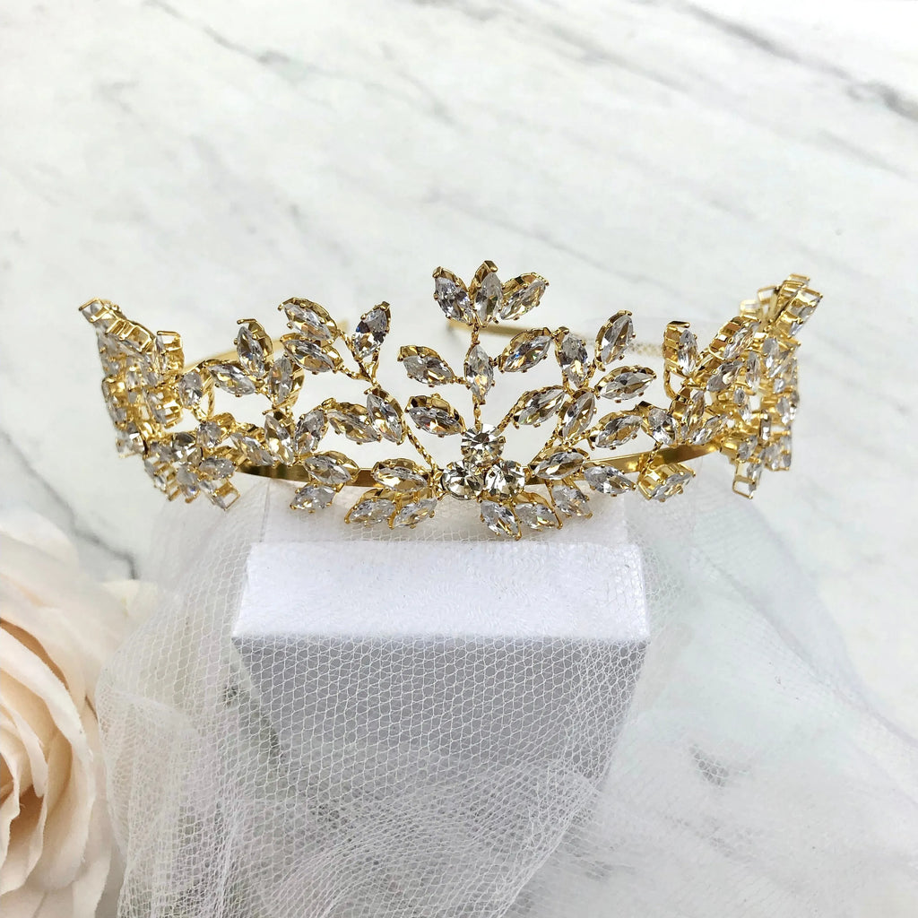 Wedding Hair Accessories - Cubic Zirconia Bridal Tiara - Available in Silver and Gold