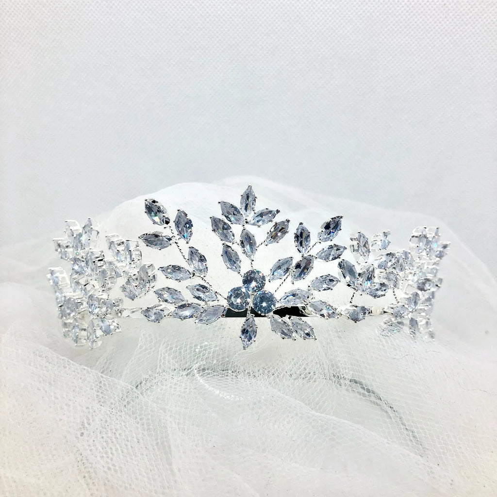 Wedding Hair Accessories - Cubic Zirconia Bridal Tiara - Available in Silver and Gold