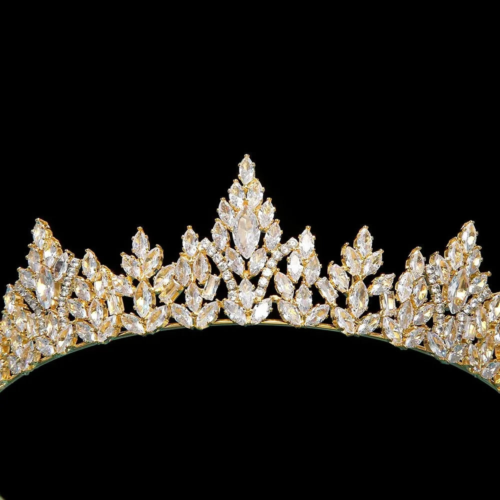 Wedding Hair Accessories - Cubic Zirconia Bridal Tiara - Available in Silver and Gold