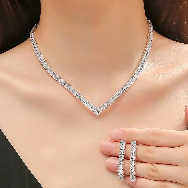 Wedding Jewelry - Cubic Zirconia Bridal Three-Piece Jewelry Set - Available Silver and Gold