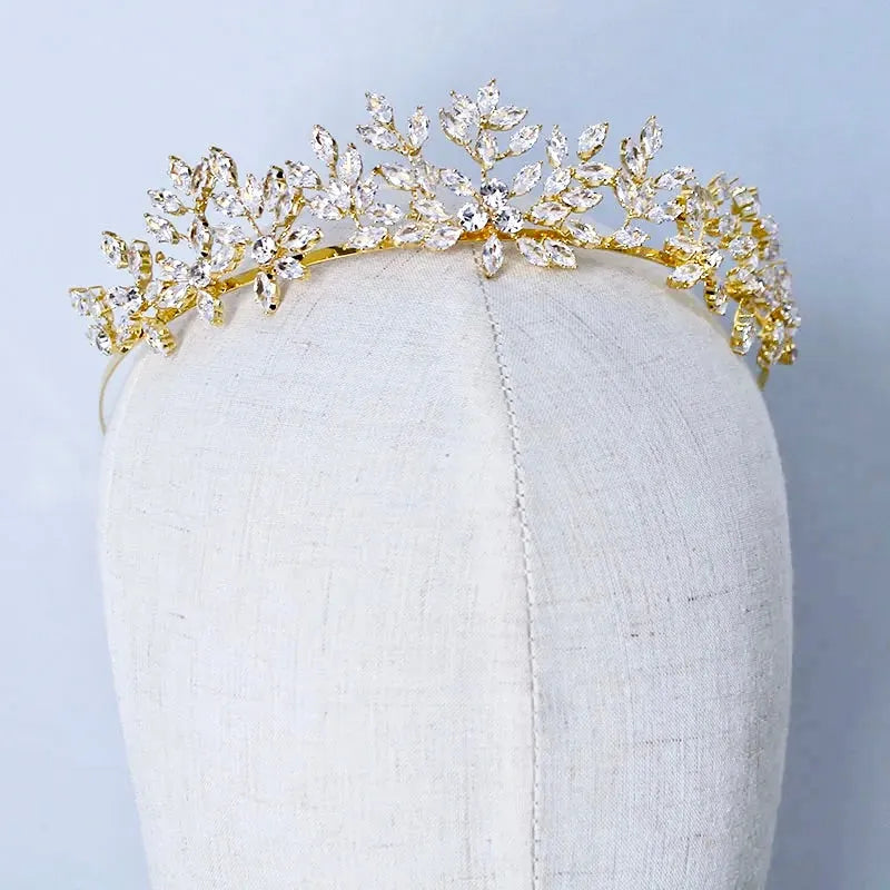 Wedding Hair Accessories - Cubic Zirconia Bridal Tiara - Available in Silver and Gold
