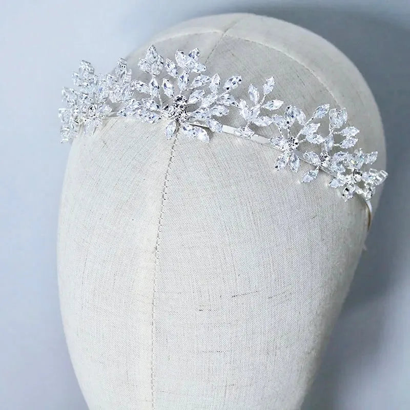 Wedding Hair Accessories - Cubic Zirconia Bridal Tiara - Available in Silver and Gold