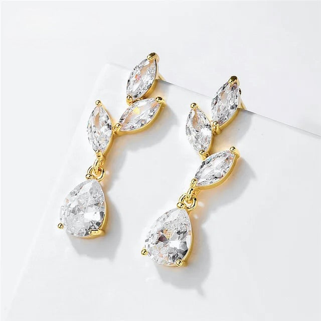 Wedding Jewelry - Cubic Zirconia Bridal Earrings - Available in Silver, Rose Gold and Yellow Gold