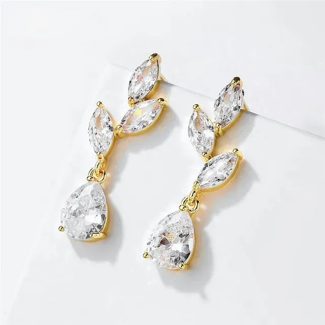 Wedding Jewelry - Cubic Zirconia Bridal Earrings - Available in Silver, Rose Gold and Yellow Gold