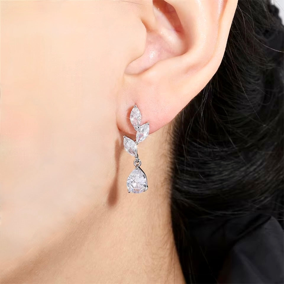 Wedding Jewelry - Cubic Zirconia Bridal Earrings - Available in Silver, Rose Gold and Yellow Gold