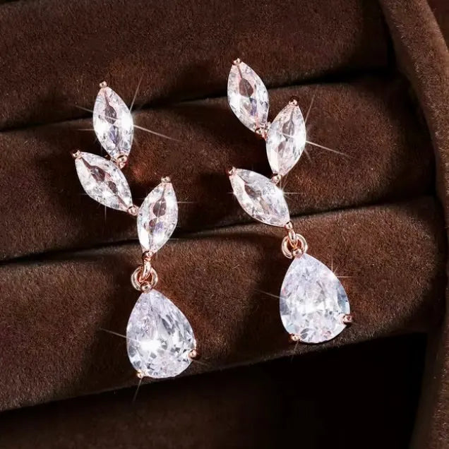 Wedding Jewelry - Cubic Zirconia Bridal Earrings - Available in Silver, Rose Gold and Yellow Gold