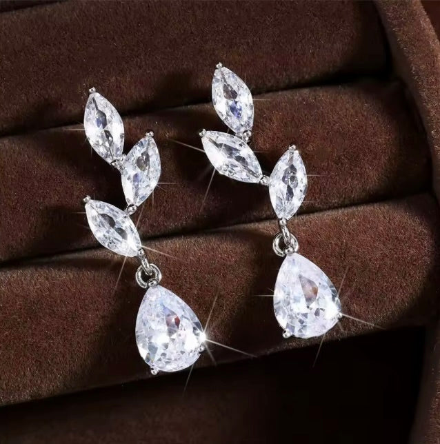 Wedding Jewelry - Cubic Zirconia Bridal Earrings - Available in Silver, Rose Gold and Yellow Gold