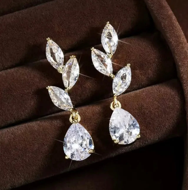 Wedding Jewelry - Cubic Zirconia Bridal Earrings - Available in Silver, Rose Gold and Yellow Gold