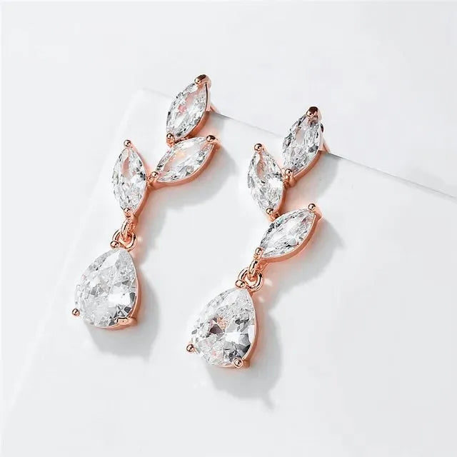 Wedding Jewelry - Cubic Zirconia Bridal Earrings - Available in Silver, Rose Gold and Yellow Gold