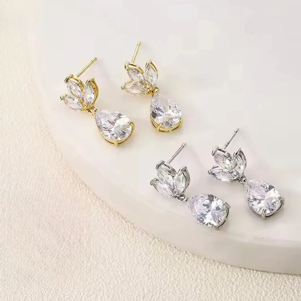 Delicate CZ Bridal Jewelry Set | Wedding Jewelry - Silver & Gold