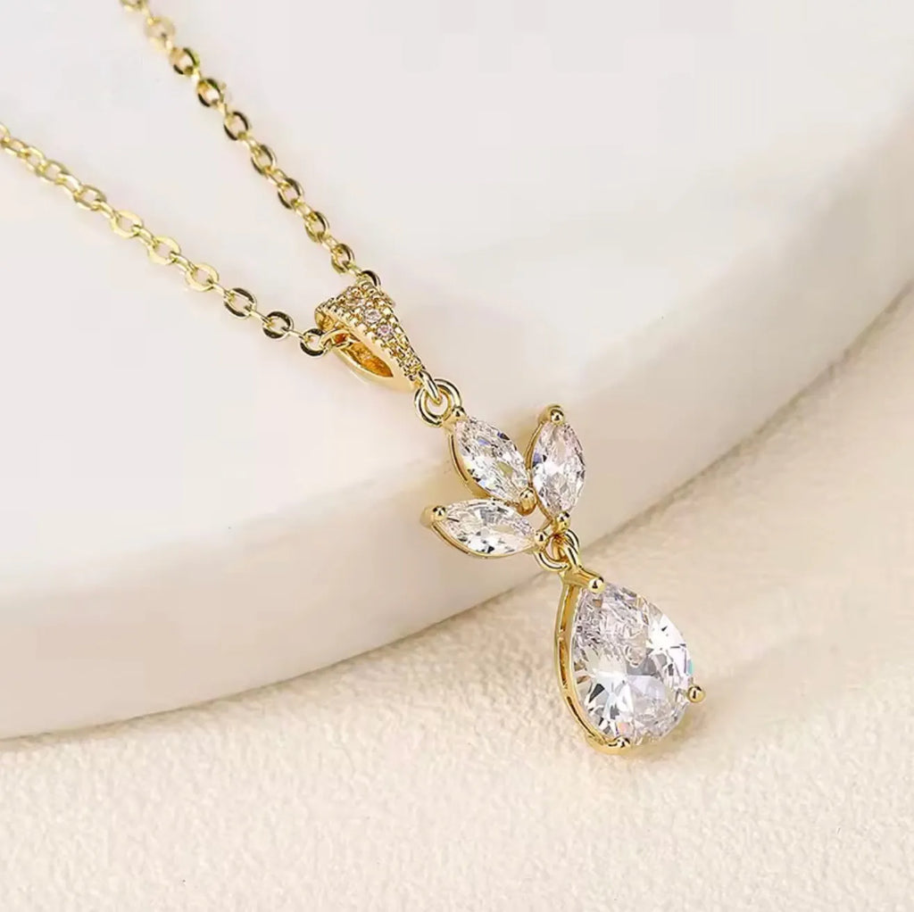 Delicate CZ Bridal Jewelry Set | Wedding Jewelry - Silver & Gold