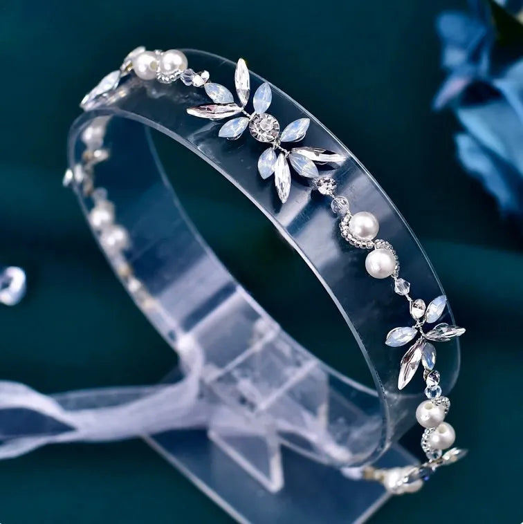 Wedding Hair Accessories - Opal and Pearl Bridal Headband Vine