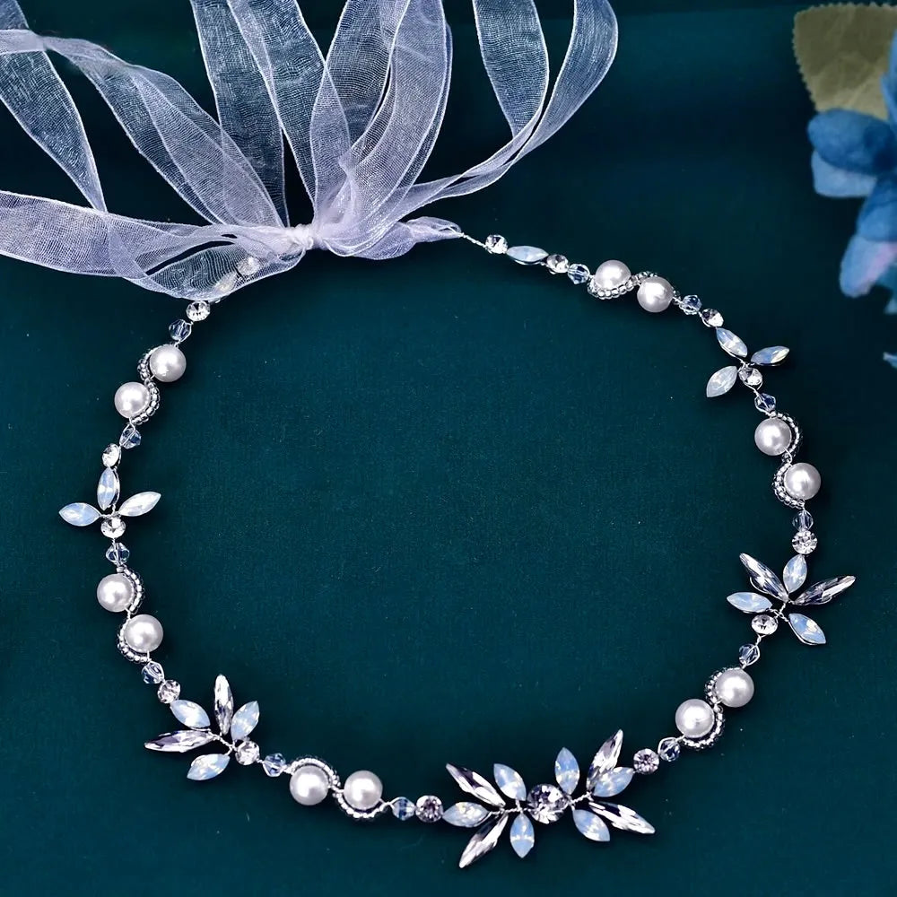 Wedding Hair Accessories - Opal and Pearl Bridal Headband Vine