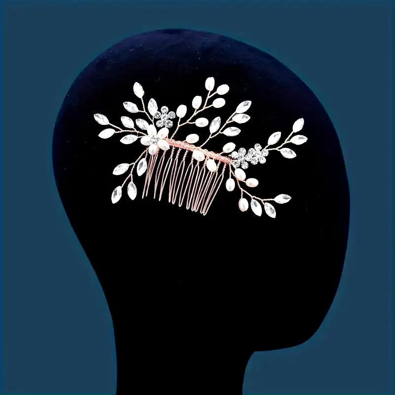 Delicate Pearl & Crystal Bridal Hair Comb | Silver, Gold, Rose Gold