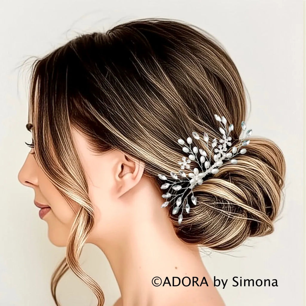 Delicate Pearl & Crystal Bridal Hair Comb | Silver, Gold, Rose Gold