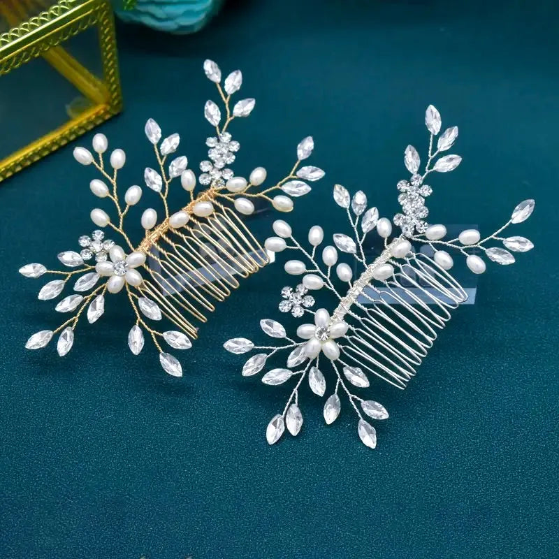 Delicate Pearl & Crystal Bridal Hair Comb | Silver, Gold, Rose Gold