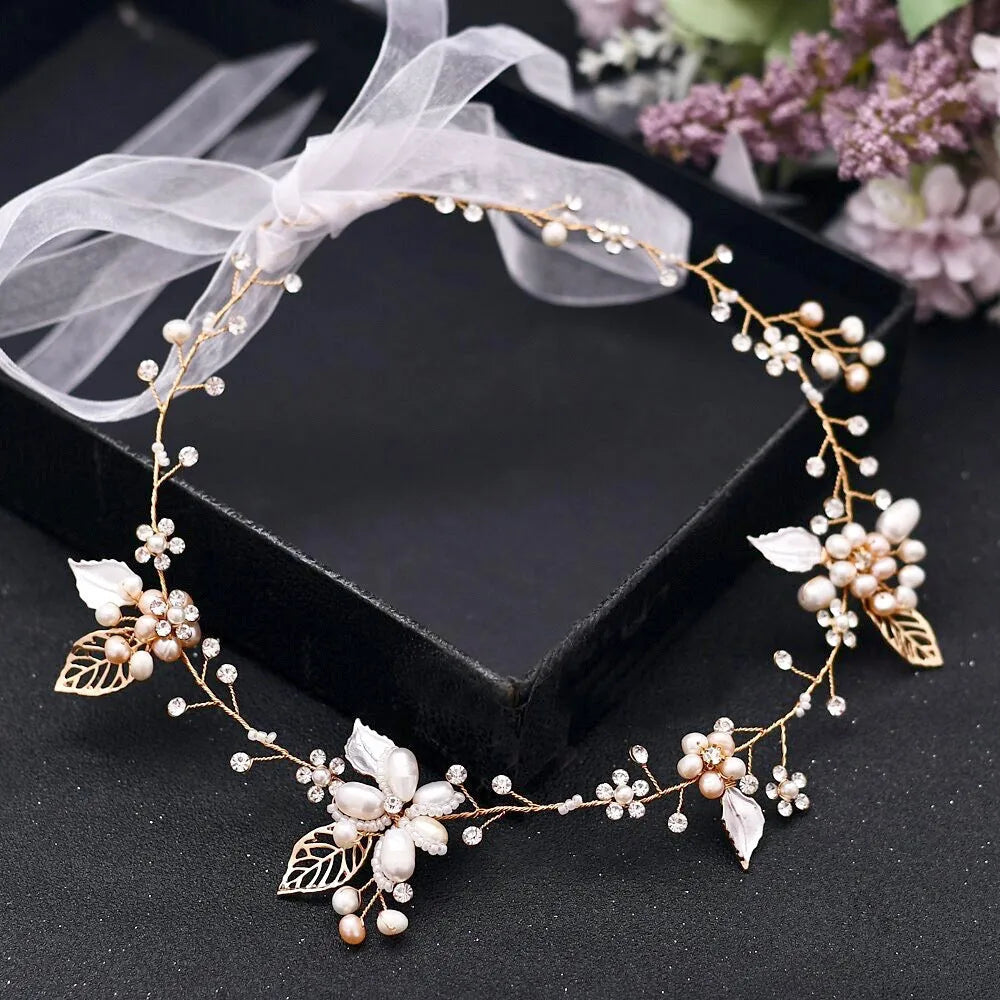 Wedding Hair Accessories - Pearl and Crystal Bridal Headband - Available in Gold and Silver