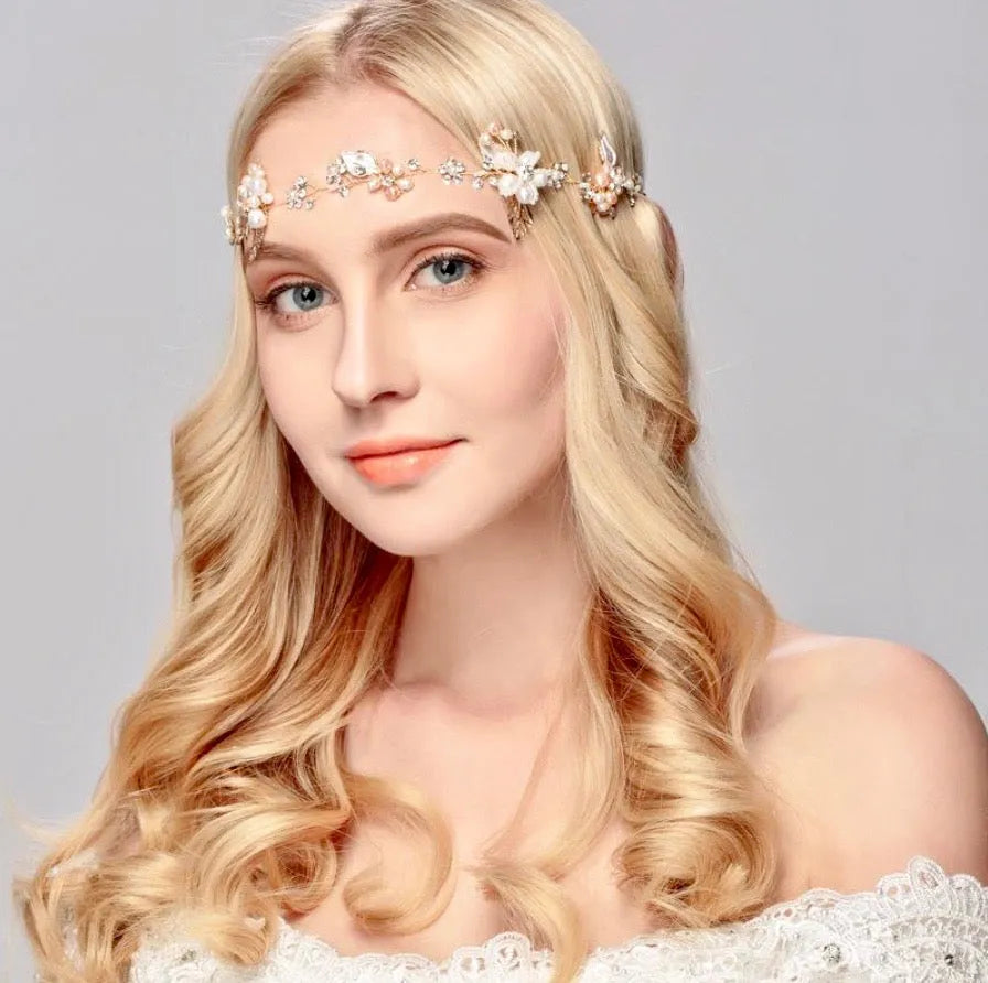 Wedding Hair Accessories - Pearl and Crystal Bridal Headband - Available in Gold and Silver