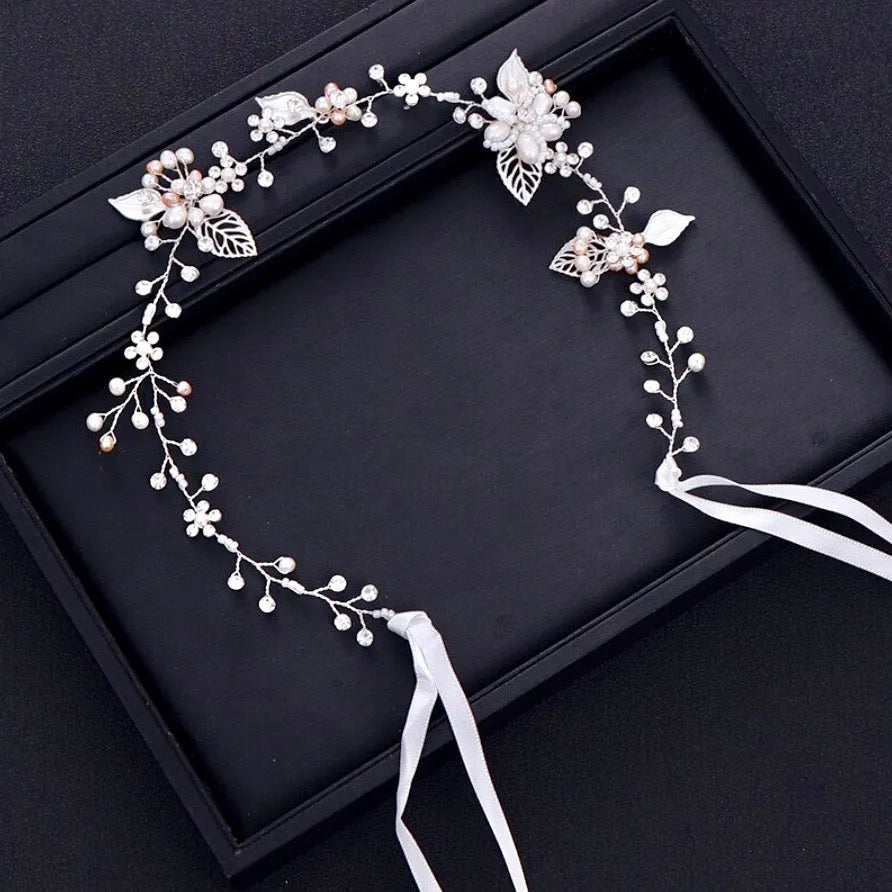Wedding Hair Accessories - Pearl and Crystal Bridal Headband - Available in Gold and Silver
