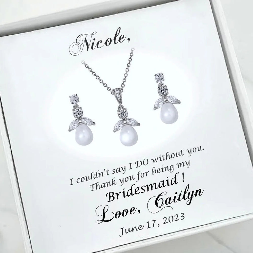 Pearl Wedding Jewelry - Pearl and Cubic Zirconia Jewelry Set - Available in Gold and Silver