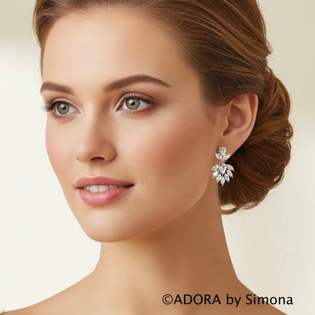 Wedding Jewelry - Cubic Zirconia Bridal Earrings - Available in Silver, Rose Gold and Yellow Gold 