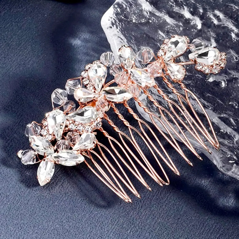 Wedding Hair Accessories - Crystal Bridal Hair Comb - Available in Silver, Rose Gold and Yellow Gold