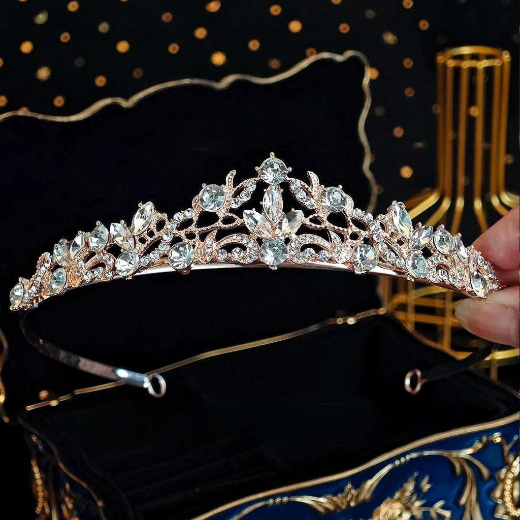 Wedding Hair Accessories - Crystal Bridal Tiara Available in Silver and Rose Gold