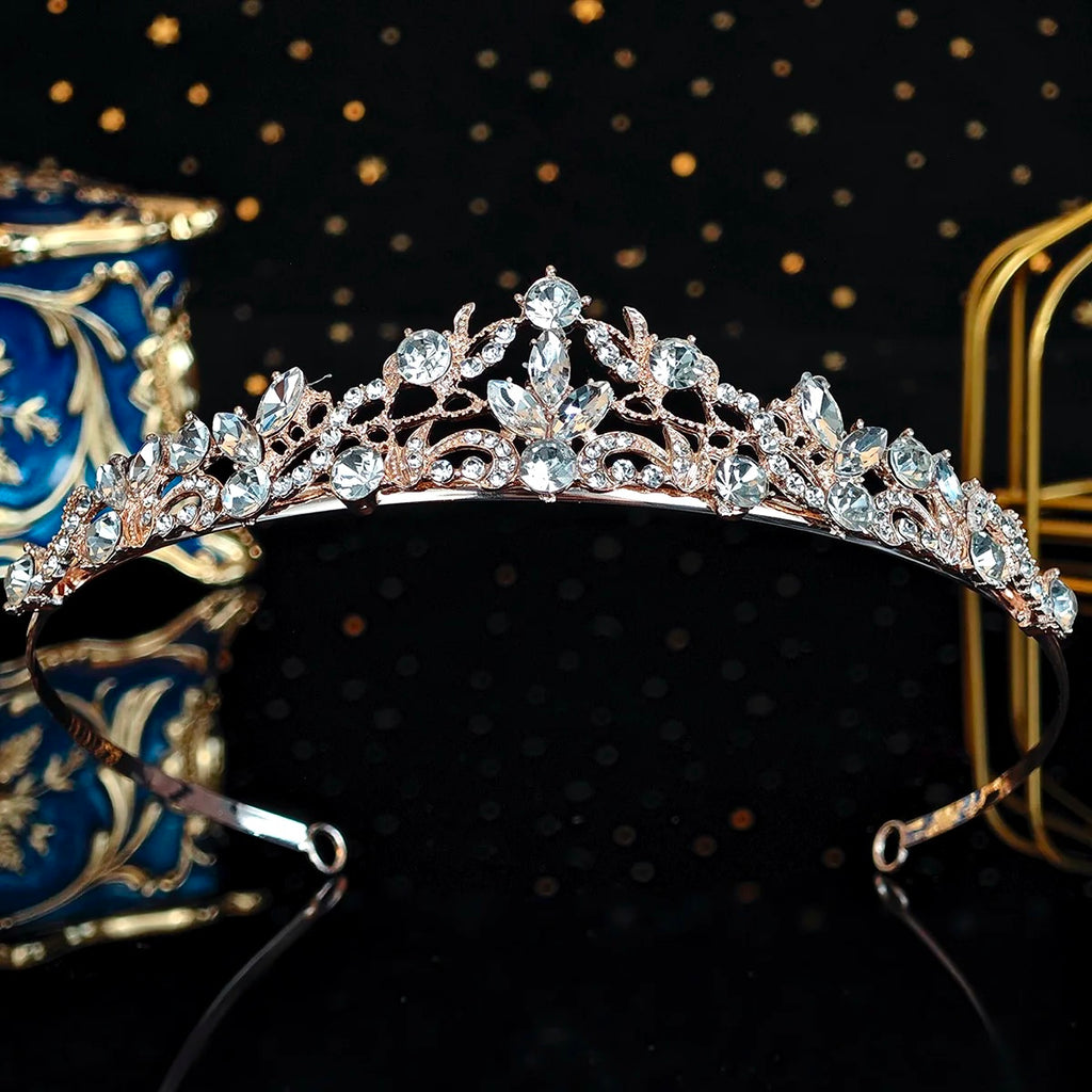 Wedding Hair Accessories - Crystal Bridal Tiara Available in Silver and Rose Gold