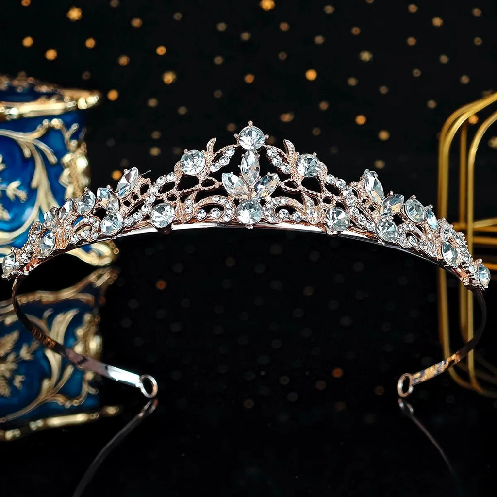 Wedding Hair Accessories - Crystal Bridal Tiara Available in Silver and Rose Gold
