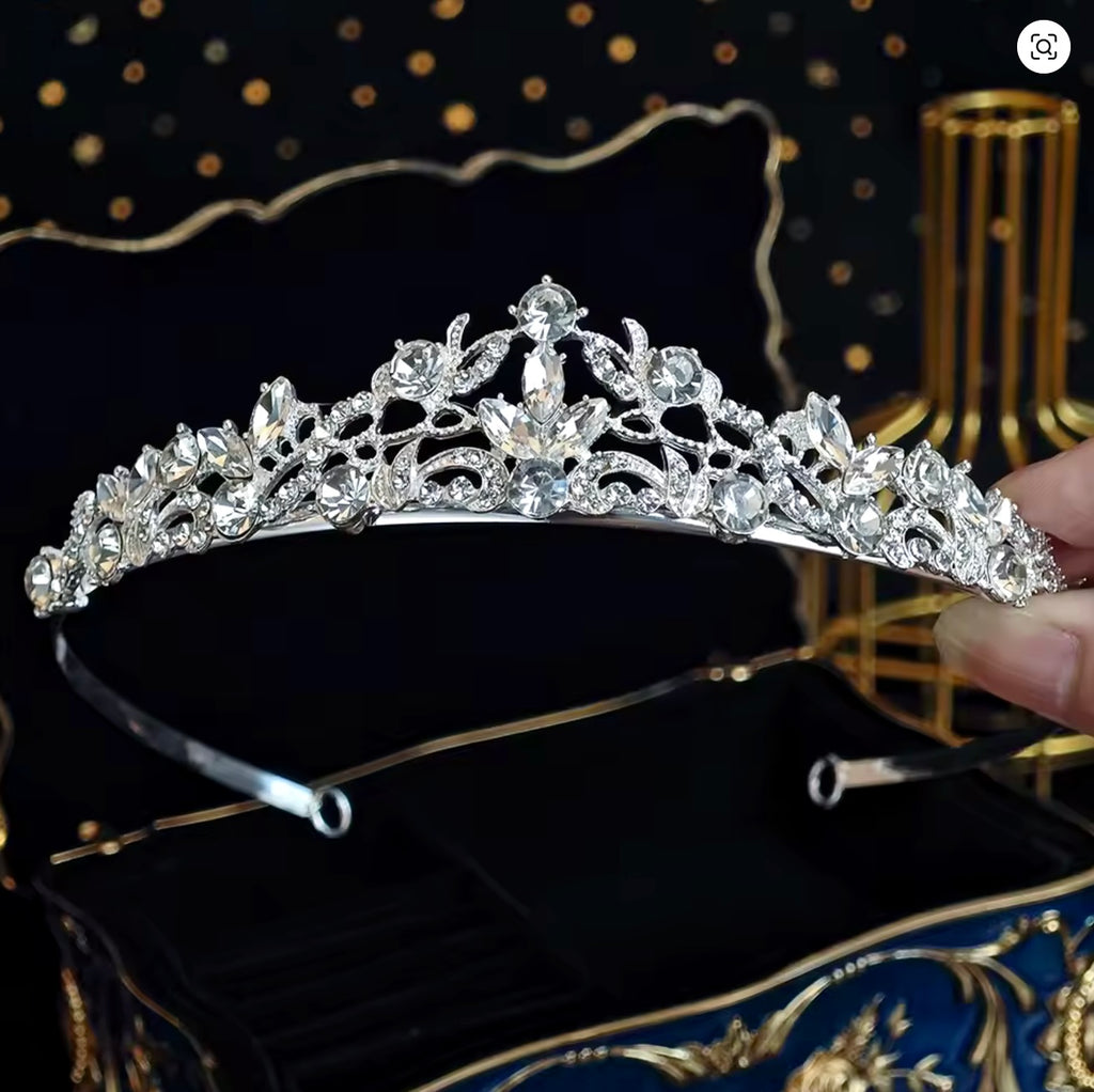 Wedding Hair Accessories - Crystal Bridal Tiara Available in Silver and Rose Gold
