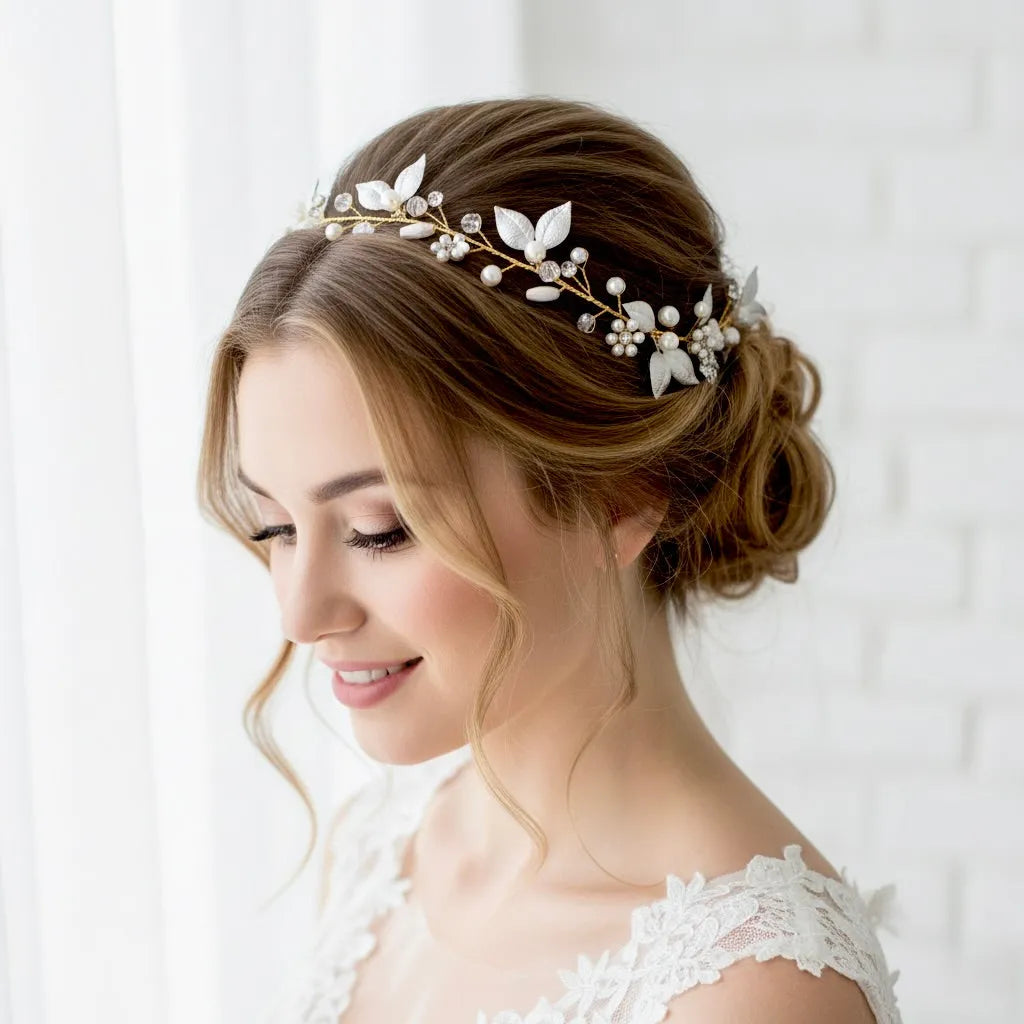 Wedding Hair Accessories - Romantic Floral Bridal Headband / Vine