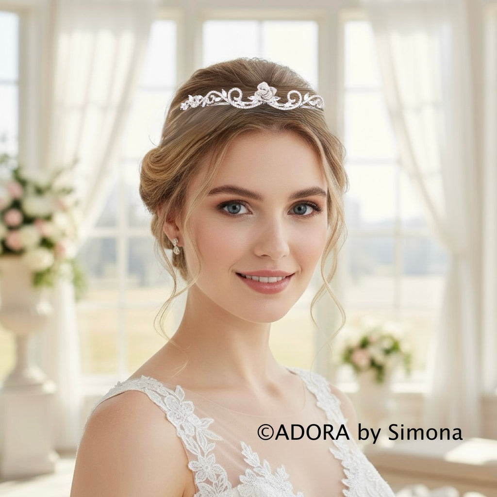 Wedding Hair Accessories - Silver Cubic Zirconia Bridal Tiara