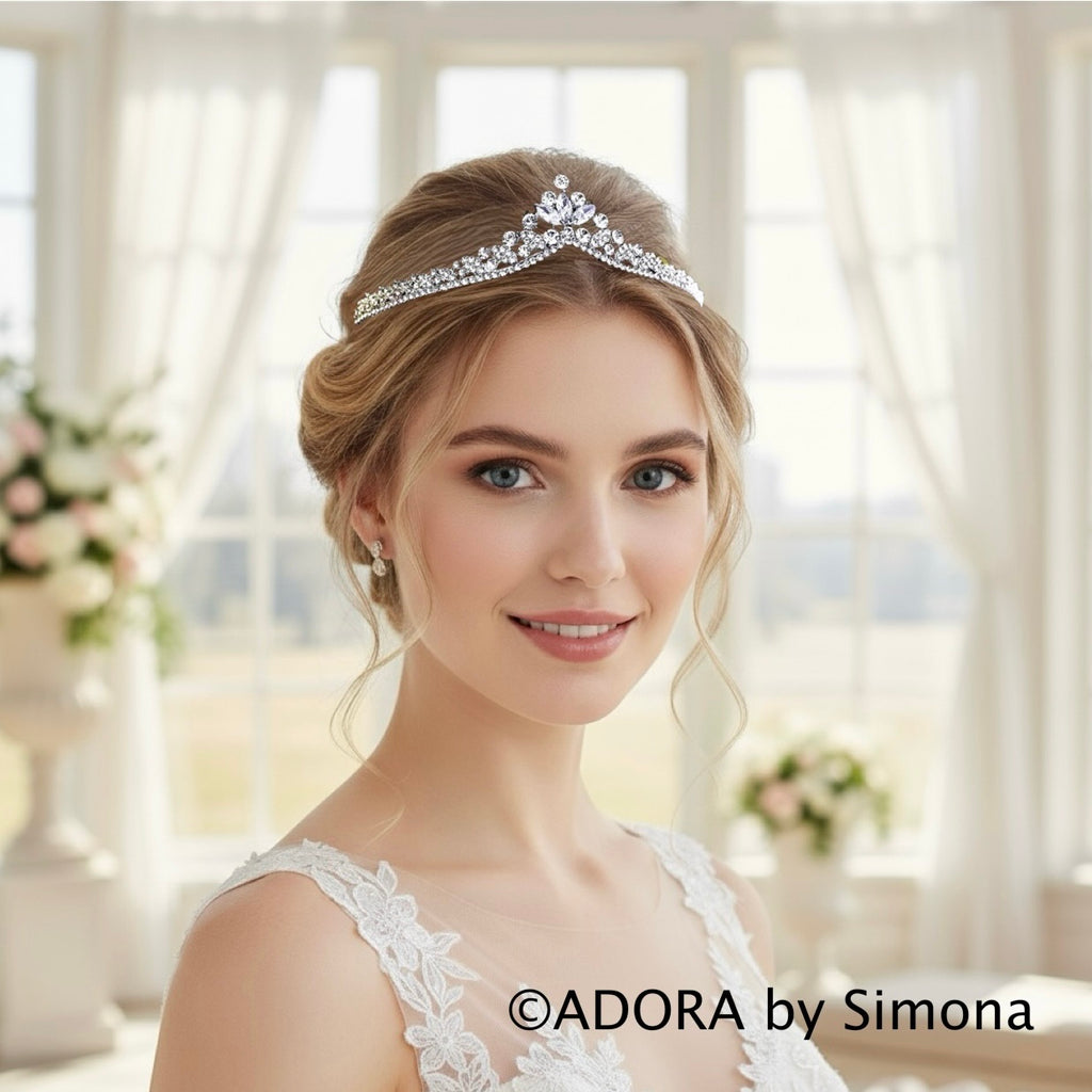Wedding Hair Accessories - Silver Cubic Zirconia Bridal Tiara
