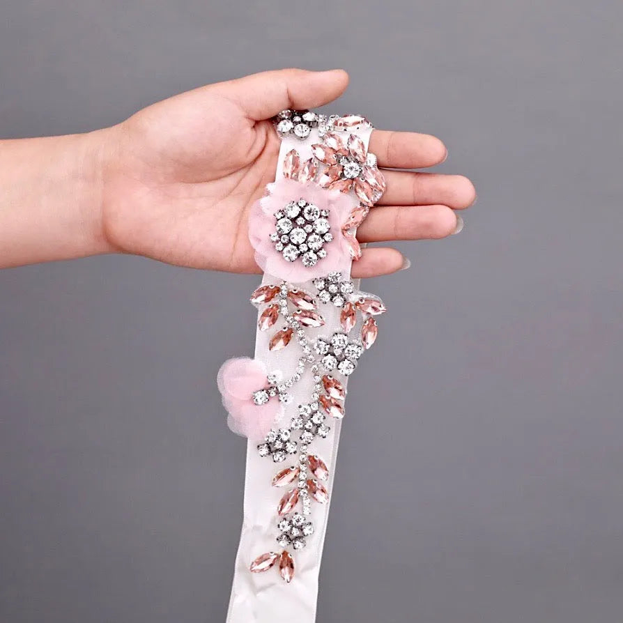 pink wedding dress sash Blush Pink Wedding Train with Bridal Belt or Sash (Custom Colors) 2XL / White