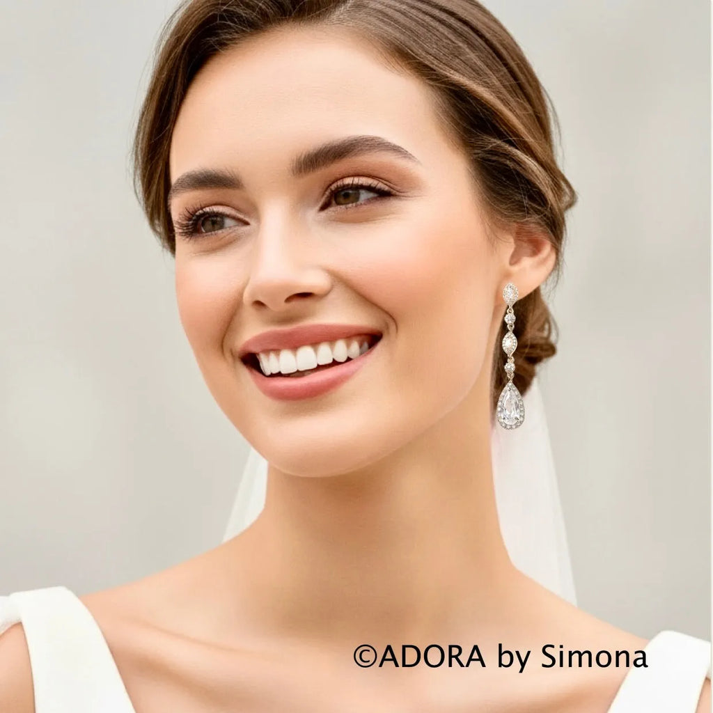 Statement Wedding Jewelry | CZ Bridal Earrings - Silver & Gold