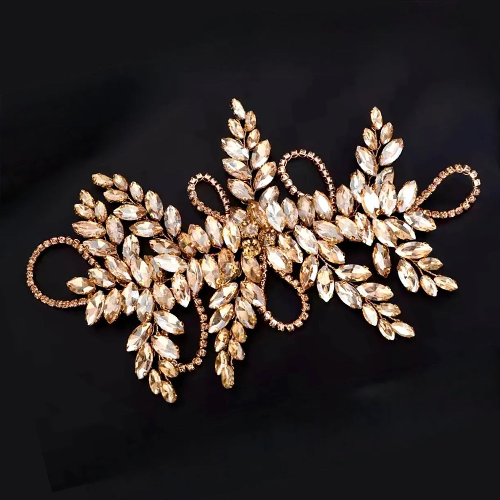 Champagne Crystal Bridal Hair Vine in Gold - Flexible Wedding Hair