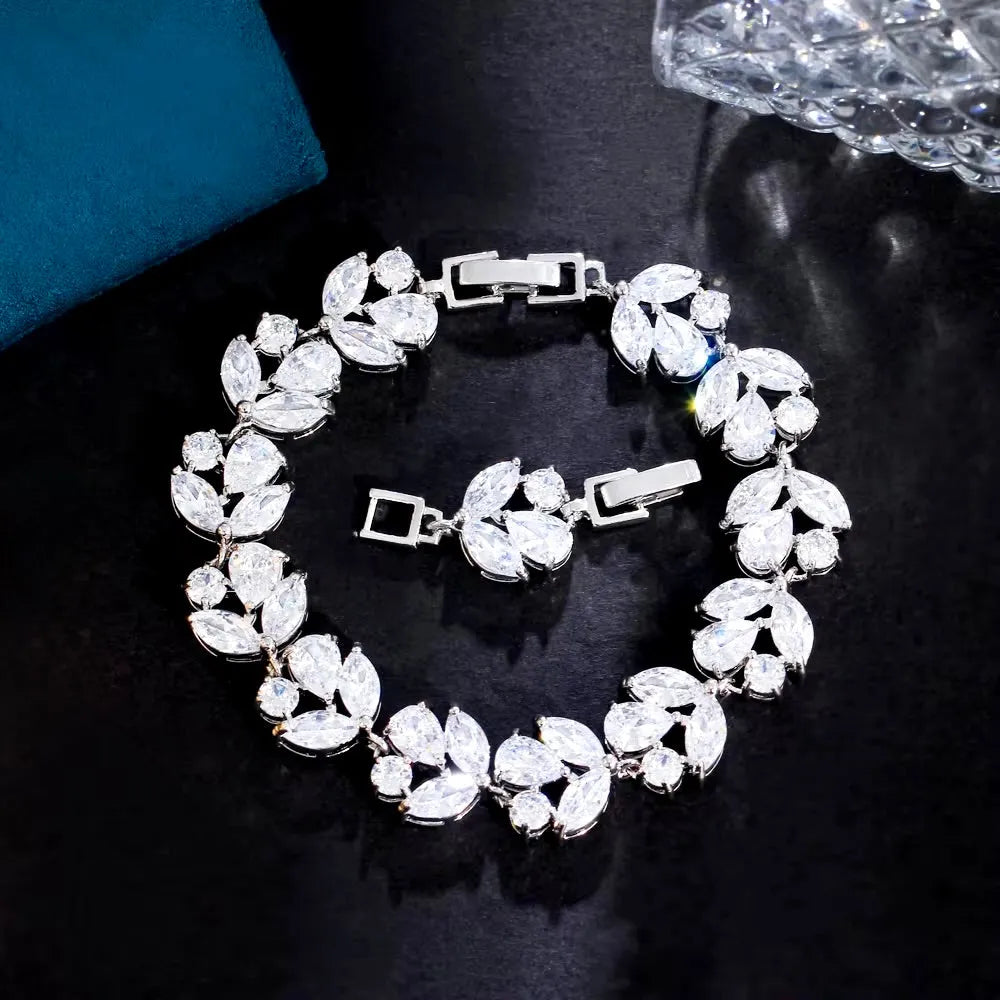 Refined CZ Bridal Bracelet – Silver, Gold & Rose Gold Adjustable Design