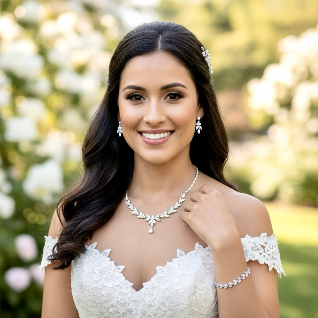 Wedding Jewelry - Cubic Zirconia Bridal 3-Piece Jewelry Set - Available in Silver, Yellow Gold and Rose Gold