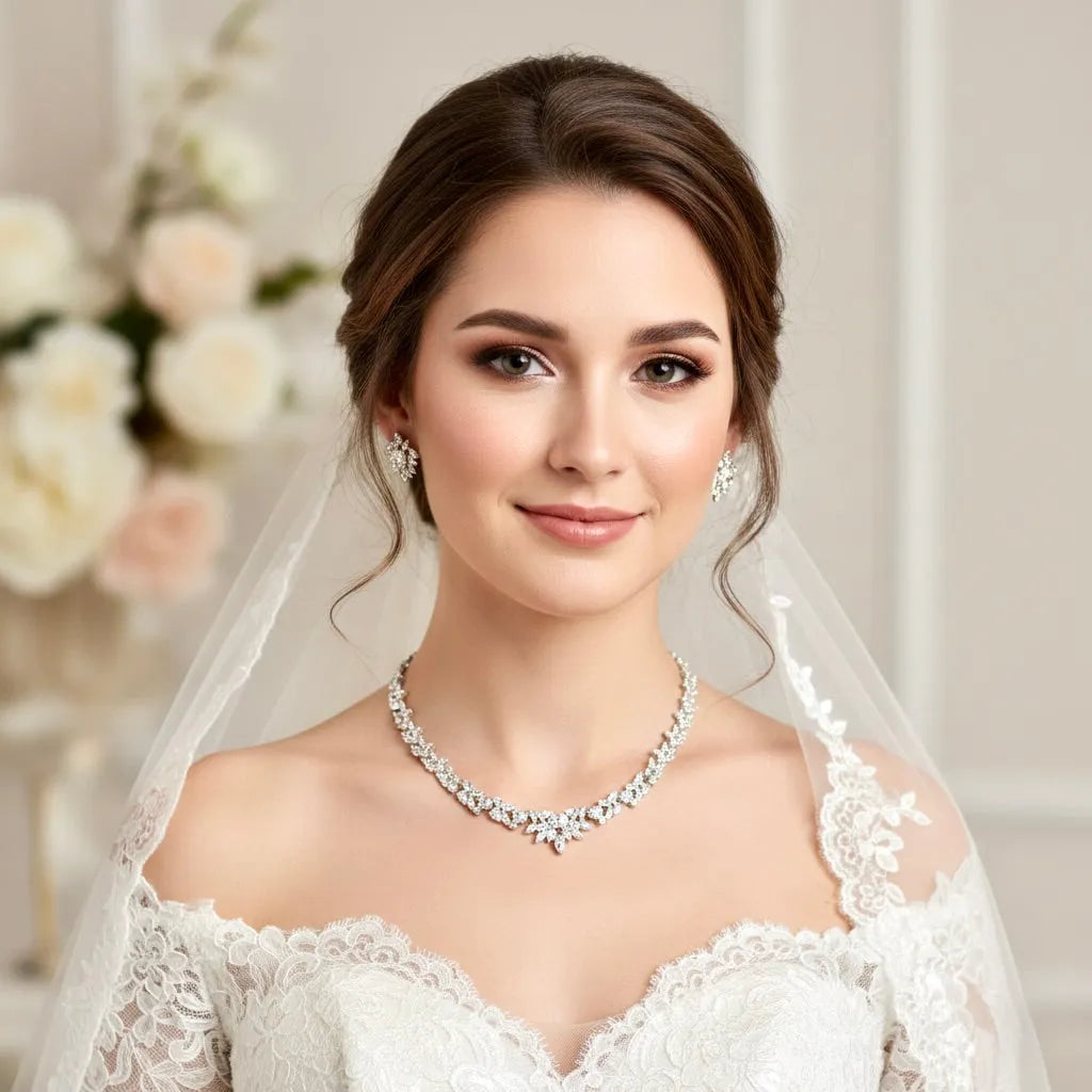 Wedding Jewelry Set - Cubic Zirconia in Silver & Rose Gold 'Iris' | ADORA by Simona Wedding Jewelry Set - Cubic Zirconia in Silver & Rose Gold 'Iris' | ADORA by Simona