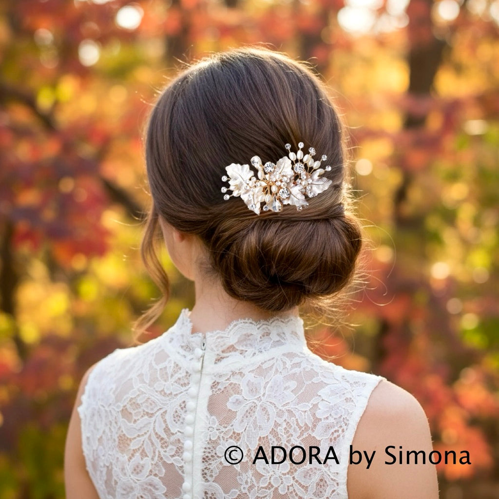 Wedding Hair Accessories - Pearl Bridal Hair Comb - Available in Silver, Yellow Gold and Rose Gold