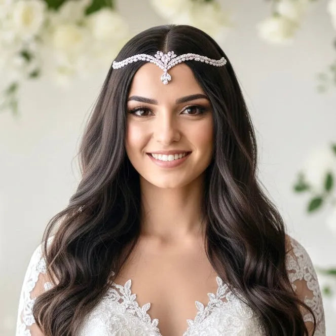Wedding Hair Accessories - Cubic Zirconia Bridal Frontlet Tiara