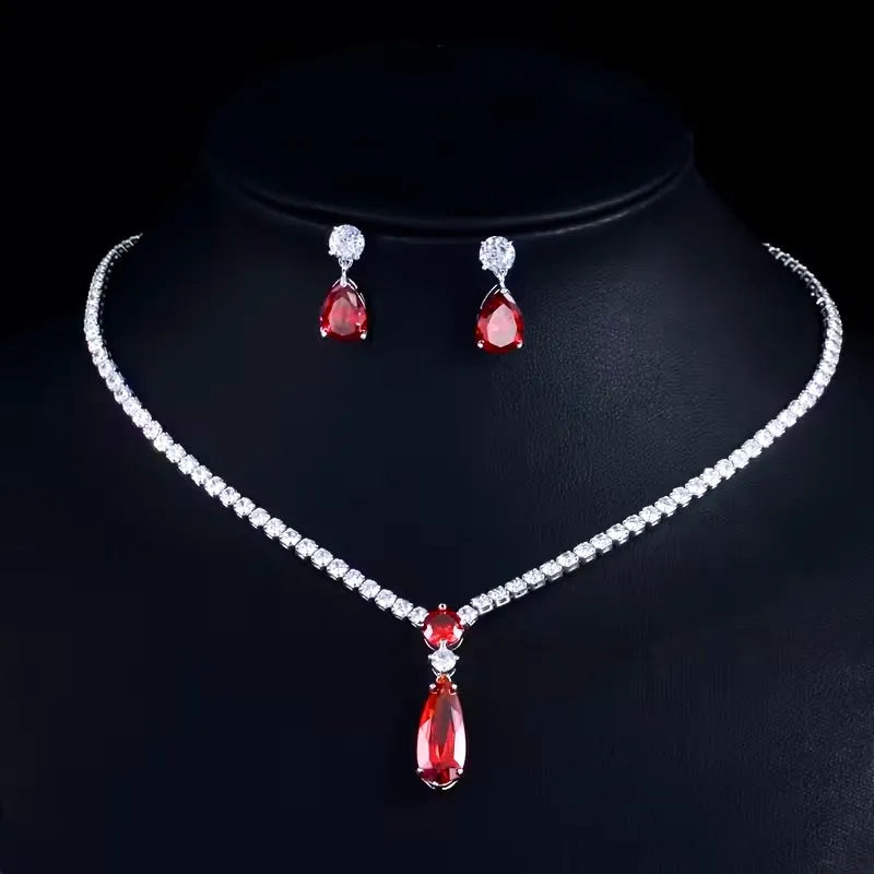 Wedding Jewelry - Silver Cubic Zirconia Bridal Jewelry Set - More Colors