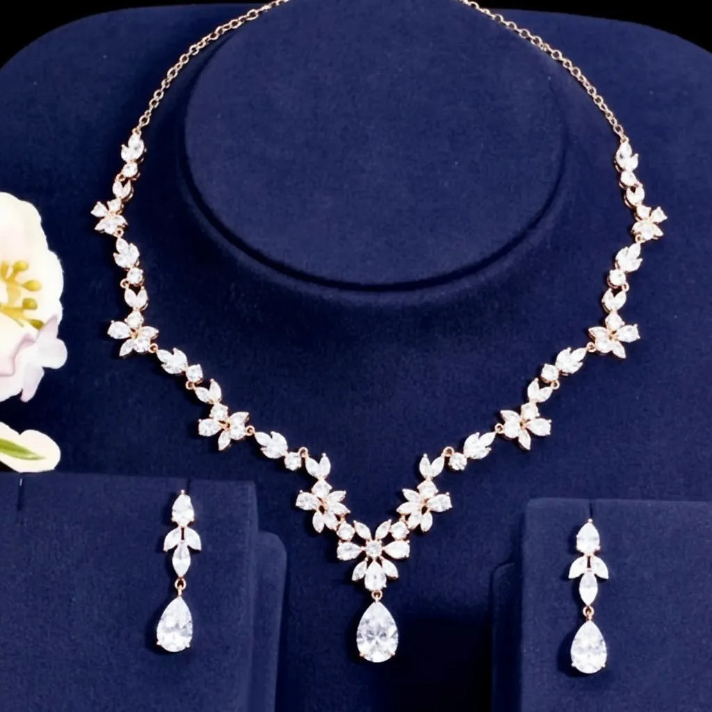 Wedding Jewelry - Cubic Zirconia Bridal Jewelry Set - Available in Silver, Yellow Gold and Rose Gold