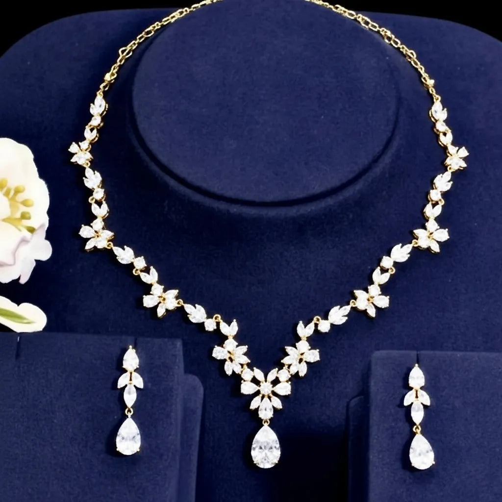 Wedding Jewelry - Cubic Zirconia Bridal Jewelry Set - Available in Silver, Yellow Gold and Rose Gold