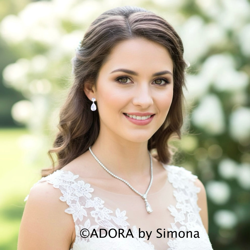 Wedding Jewelry - Silver Cubic Zirconia Bridal Jewelry Set - More Colors
