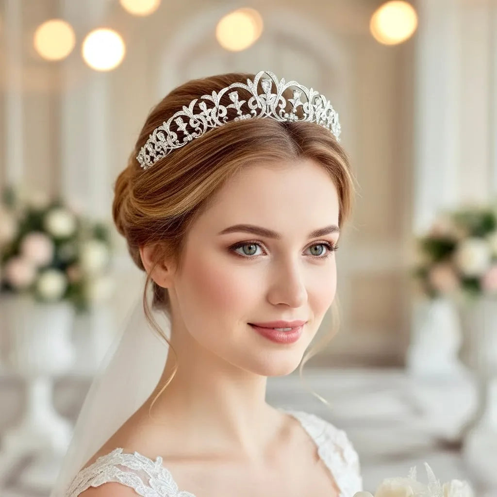 Wedding Hair Accessories - Silver Cubic Zirconia Bridal Tiara